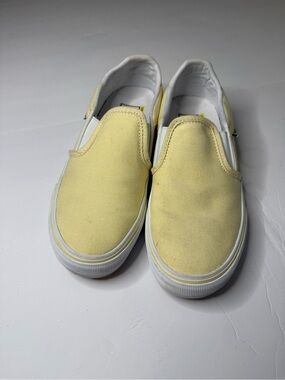 Vans Slip-On Sneakers in Pale Yellow and White